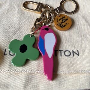 LOUIS VUITTON AILLEURS Porte Cles Jungle Key Chain & Bag Charm Acrylic Parrot